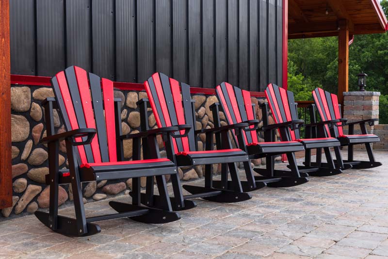 5 of the 10 Poly Rockers on Paver Patio, Black Eagle Lodge