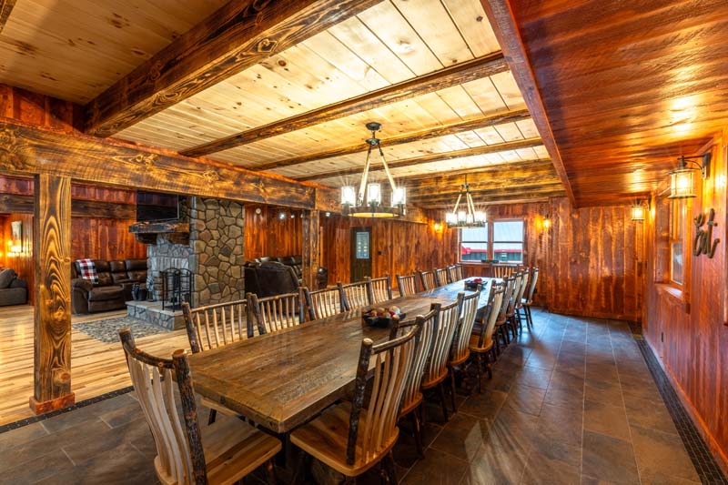 22-person dining room table — Black Eagle Lodge