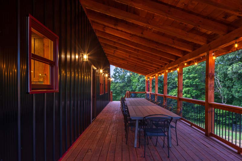 East Covered Porch, with Tables and Chairs, looking North