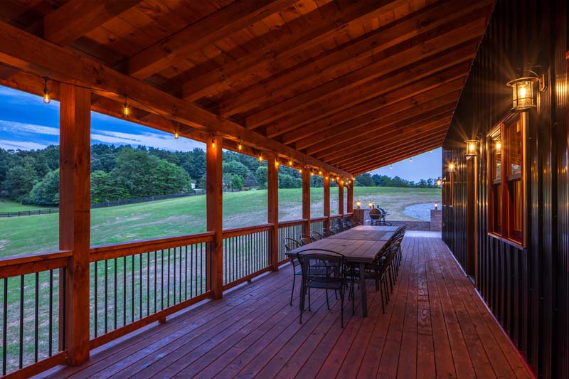 East Covered Porch, with Tables and Chairs, looking South