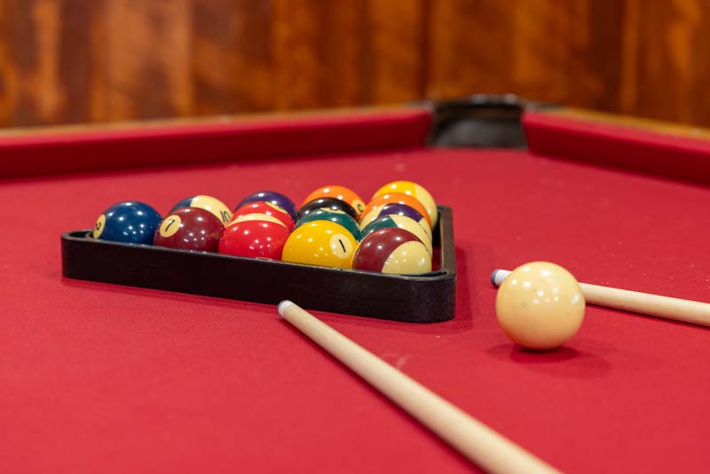 Pool Rack and Cue Setup