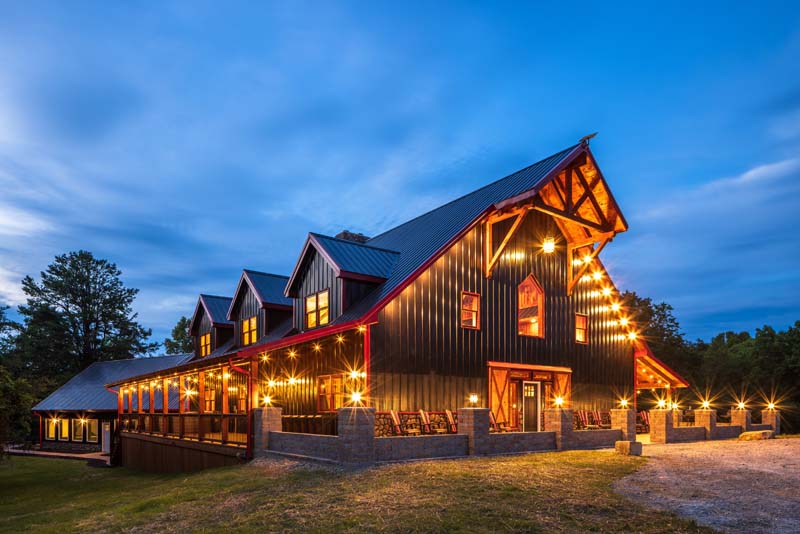 Lodge exterior with attached pool house — Black Eagle Lodge