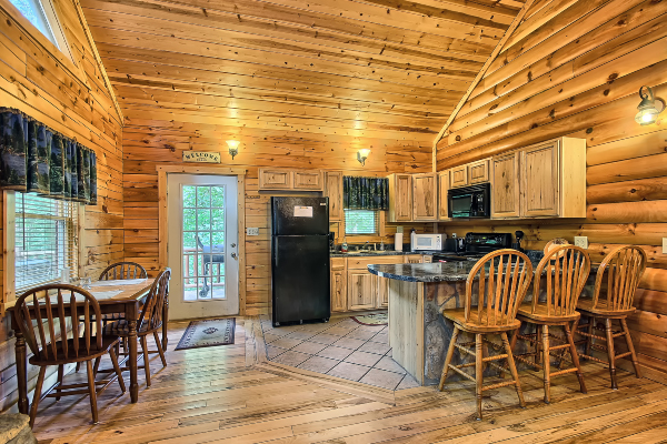 Tranquil ambiance in the cabin kitchen