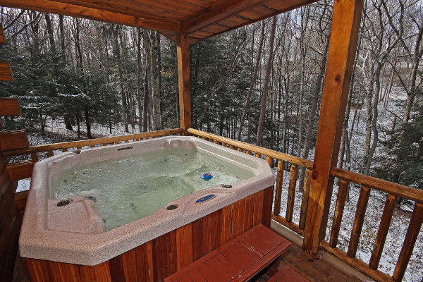 hot tub on coverered deck