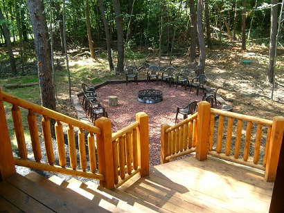 stairs from deck to firepit