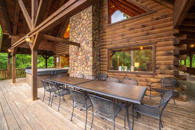 Lower-level bar with stools — Timber Ridge Lodge