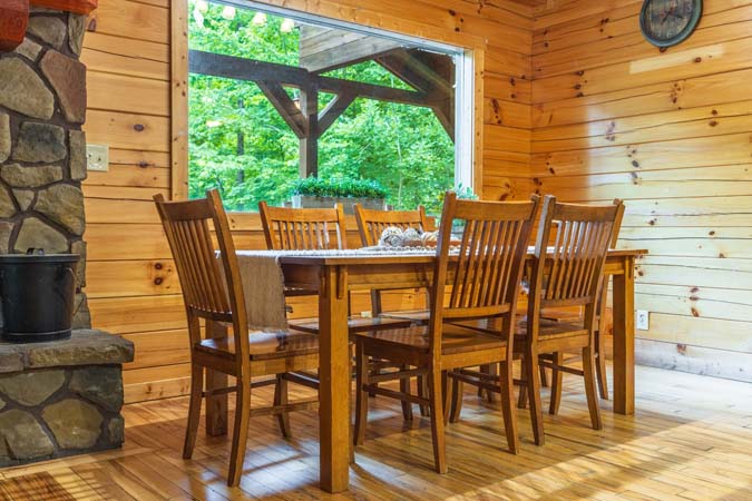 Bunk room with log bunk beds — Timber Ridge Lodge