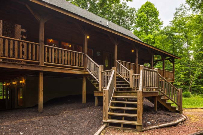 Lodge exterior and lower-level entry — Timber Ridge Lodge
