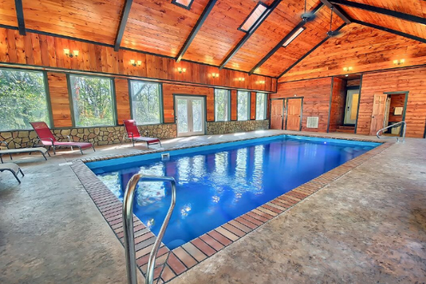 Tranquil oasis: indoor pool in a cozy log cabin