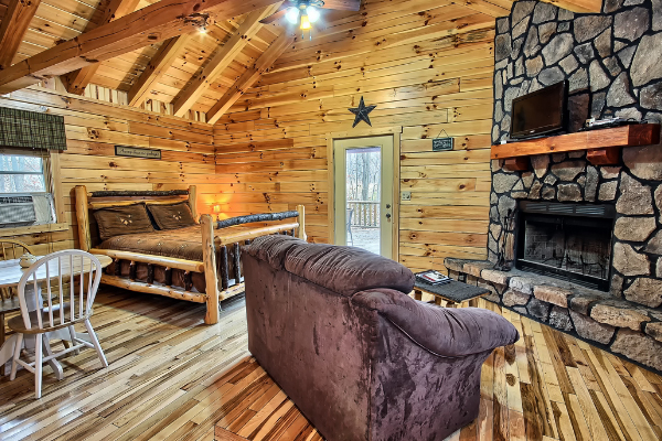 Rustic charm of the cabin living room
